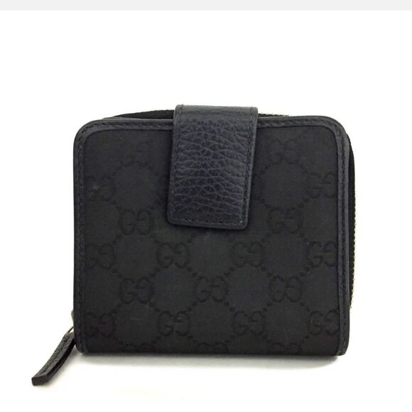 Authentic GUCCI GG Logo Canvas Leather Bifold Wallet - Picture 1 of 8